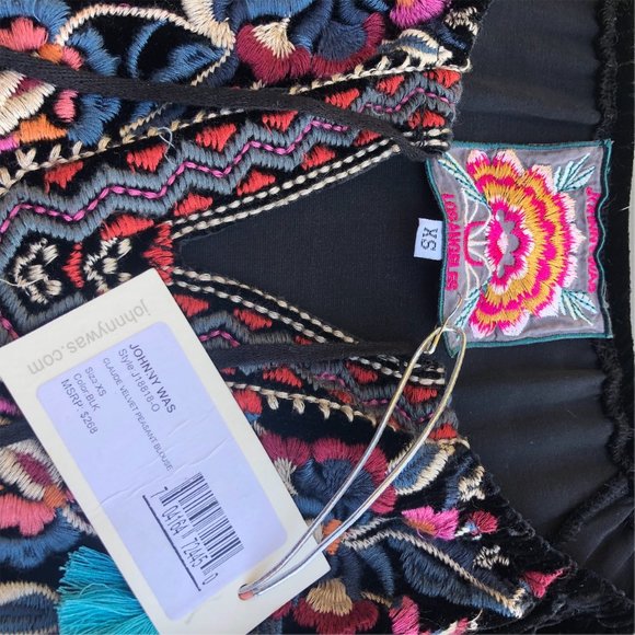 SOLD JOHNNY WAS CLAUDE VELVET PEASANT BLOUSE - Picture 6 of 6